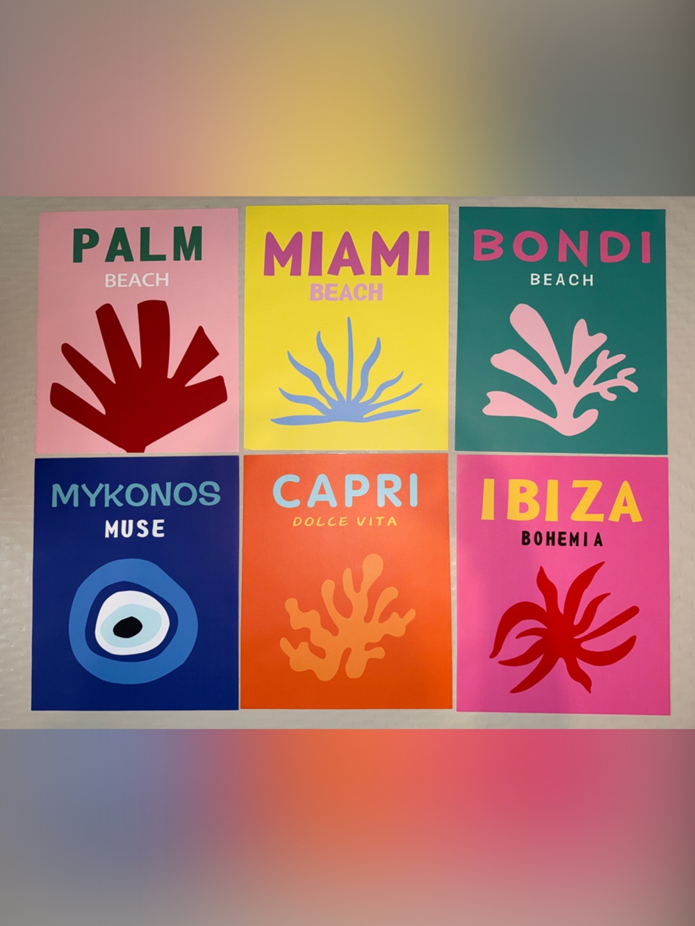 Beach Cities Wall Art Set - Bright Multicolor Home Wall Decor